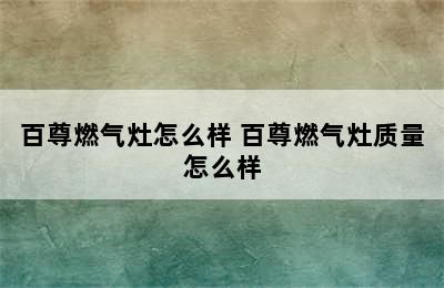 百尊燃气灶怎么样 百尊燃气灶质量怎么样